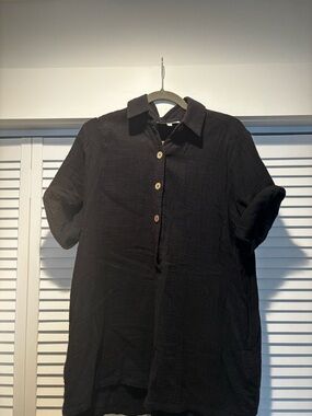 Maurie + Eve Lightweight Black Button-Up Romper